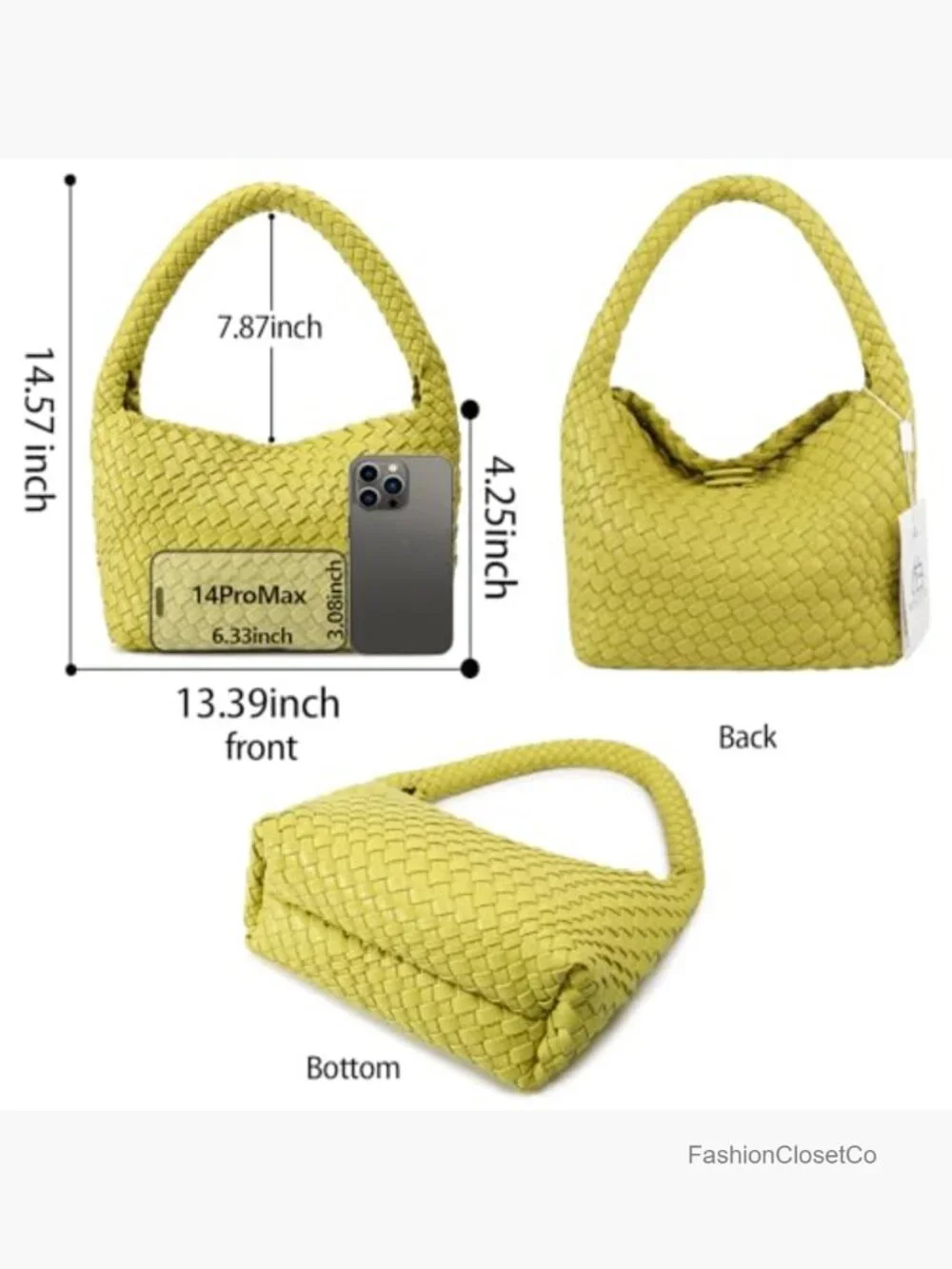 Woven Vegan Leather Hobo Shoulder Bag Mini Tote Crossbody Purse